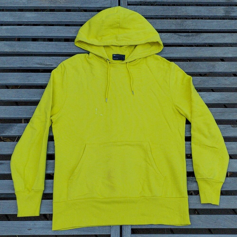 Asos neon yellow hoodie sweatshirt sweater long sleeve retro vintage medium